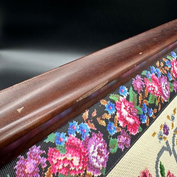 Handmade Floral Welcome Wall Hanging Framed Cross Stitch Art Granny Chic Decor - Picture 10 of 12